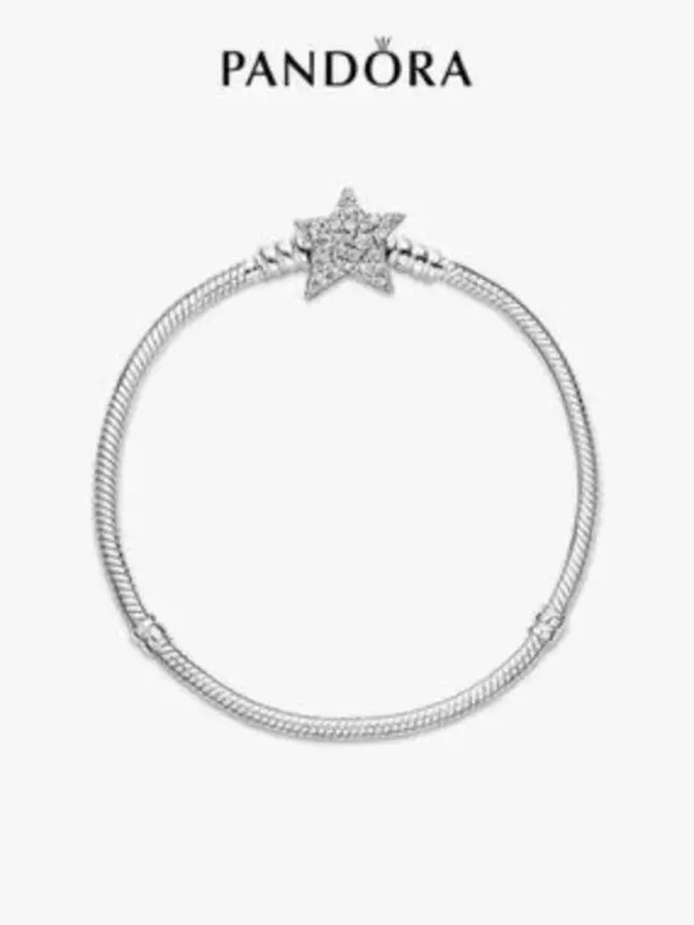 Pandora Sparkling Star Sterling Silver Snake Chain Bracelet